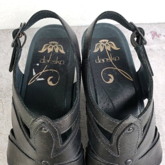 DANSKO Metallic Leather Clogs Sandal size 38 Comfort Shoes Studs - Picture 4 of 11